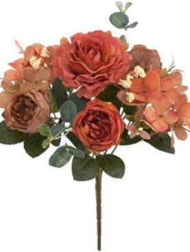Real PBR Real PBR Artificial Flowers Retro Silk Rose Orange Wild Flower Artificial Flower??(12 inch, Pack of 1, Flower Bunch)