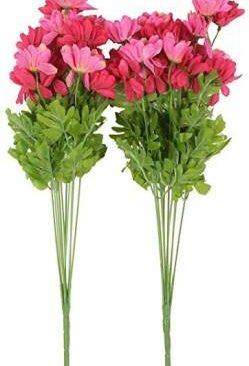 Real PBR Real PBR Artificial Daisy Bunches Pink/Red, Set of 2 Pink Wild Flower Artificial Flower??(12 inch, Pack of 1, Flower Bunch)