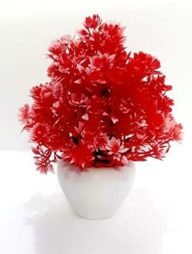 Real PBR REAL PBR Artificial Flowers Red with Plastic Pot Pack of 1 Red Wild Flower Artificial Flower??(5 inch, Pack of 1, Flower with Basket)