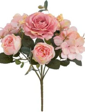 Real PBR Real PBR Artificial Flowers Retro Silk Rose Pink Wild Flower, Peony Artificial Flower??(12 inch, Pack of 1, Flower Bunch)