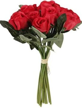 Real PBR Real PBR Artificial Rose Flower Bunches Red Red Wild Flower Artificial Flower??(12 inch, Pack of 1, Flower Bunch)