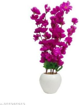 Real PBR Artificial Flowers for Decoration with Pot, Home Decor, Office Decor, Purple Cherry Blossom Artificial Flower  with Pot??(50 cm, Pack of 1, Flower with Basket)