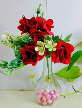 Real PBR Real PBR Artificial Flowers Real Looking Roses Pack of 5, 25 cm, Red Multicolor Wild Flower Artificial Flower??(12 inch, Pack of 1, Flower Bunch)