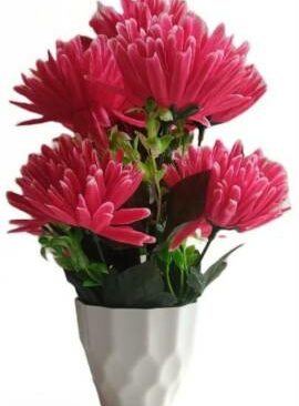 Real PBR Maroon Dahalia Artificial Flower  with Pot??(10 cm, Pack of 1, Flower Bunch)