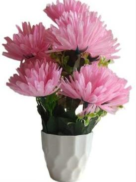 Real PBR Pink Dahalia Artificial Flower  with Pot??(10 cm, Pack of 1, Flower Bunch)