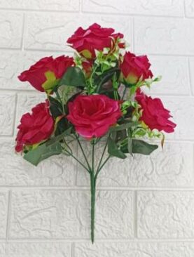 Real PBR Maroon Rose Artificial Flower??(26 cm, Pack of 1, Flower Bunch)
