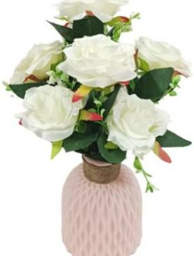 Real PBR White Rose Artificial Flower??(26 cm, Pack of 1, Flower Bunch)