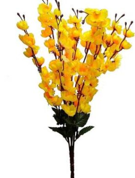 Real PBR Artificial Flowers for Home Decoration Cherry Blossom Bunch (7 Branches) Yellow Cherry Blossom Artificial Flower??(52 cm, Pack of 1, Flower Bunch)