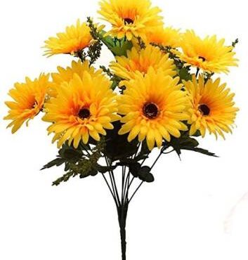 Real PBR REAL PBR Artificial Flower Bunch Yellow Wild Flower Artificial Flower  with Pot??(6 inch, Pack of 1, Flower Bunch)