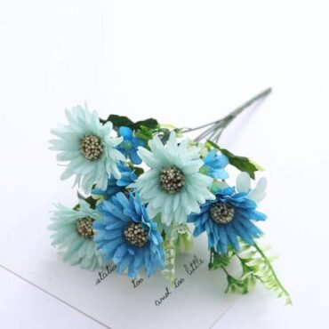 Real PBR Real PBR 1 bunch of gerbera high quality silk Blue Wild Flower Artificial Flower??(12 inch, Pack of 1, Flower Bunch)