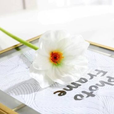 Real PBR Real PBR1Pcs 34cm Artificial Poppy PU Flowers White Wild Flower Artificial Flower??(12 inch, Pack of 1, Flower Bunch)