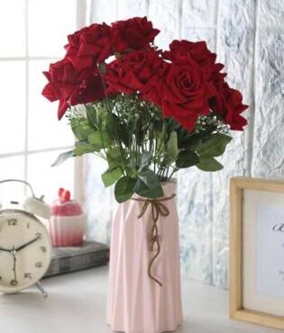 Real PBR rose flower bunch for Home decor office decor Gifts Red Rose Artificial Flower??(26 cm, Pack of 1, Flower Bunch)