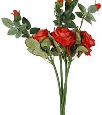 Real PBR Real PBR Artificial Beautiful Single Velvet Rose Stick Set of 2, Orange Multicolor Wild Flower, Rose Artificial Flower??(12 inch, Pack of 1, Single Flower)