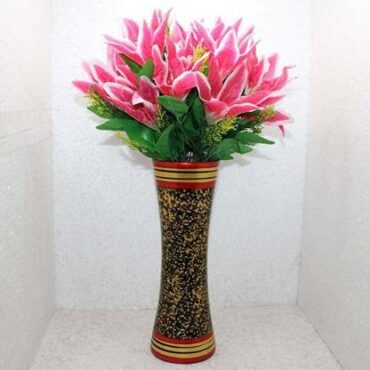 Real PBR Real PBR Artifical Flower Bunchers Pack of 4 ( Lily Pink) Multicolor Wild Flower, Lily Artificial Flower without vase(8 inch, Pack of 1, Flower Bunch)