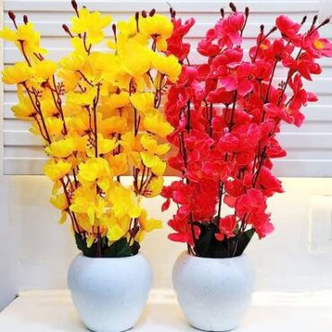 Real PBR Artificial Flowers for Decoration with Pot, Home Decor, Office Decor, Multicolor Cherry Blossom Artificial Flower  with Pot??(50 cm, Pack of 1, Flower with Basket)