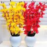 Real PBR Artificial Flowers for Decoration with Pot, Home Decor, Office Decor, Multicolor Cherry Blossom Artificial Flower  with Pot??(50 cm, Pack of 1, Flower with Basket)