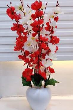 Real PBR Artificial Flowers for Decoration with Pot, Home Decor, Office Decor, Multicolor Cherry Blossom Artificial Flower  with Pot??(50 cm, Pack of 1, Flower with Basket)