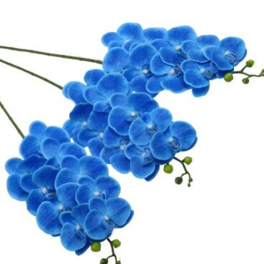 TIED RIBBONS Artificial Orchid Flower Bunches for Vase Pot Home Living Room Office Table Top Blue Orchids Artificial Flower??(37 inch, Pack of 3, Flower Bunch)