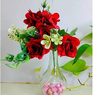 Real PBR Real PBR Artificial Flowers Real Looking Roses Pack of 5, 25 cm, Red Multicolor Wild Flower Artificial Flower??(12 inch, Pack of 1, Flower Bunch)