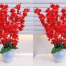 Real PBR Artificial Flowers for Decoration with Pot, Home Decor, Office Decor, Combo, Red Cherry Blossom Artificial Flower  with Pot??(52 cm, Pack of 2, Flower with Basket)