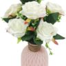 Real PBR White Rose Artificial Flower??(26 cm, Pack of 1, Flower Bunch)