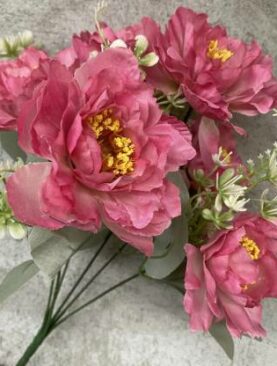 Real PBR Real PBR New 6 Bobo Peony Flower Simulation Multicolor Wild Flower Artificial Flower??(12 inch, Pack of 1, Flower Bunch)