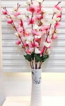 Real PBR Artificial Flower Home Decor Office Decor, Multicolor Cherry Blossom Artificial Flower??(26 cm, Pack of 1, Flower Bunch)