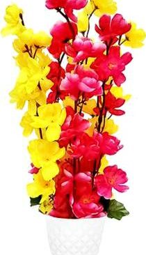 Real PBR REAL PBR Blossom Artificial Flowers Yellow Red with Plastic Pot Yellow, Pink Wild Flower Artificial Flower (7.5 inch, Pack of 1, Flower with Basket)