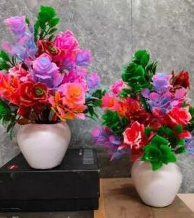 Real PBR Multicolor Wild Flower Artificial Flower  with Pot??(25.4 inch, Pack of 2, Flower with Basket)