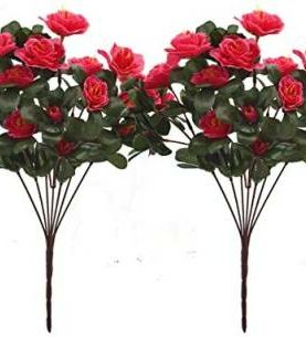 Real PBR REALPBR_Artificial_Mini_Aialea_Flower_Bunches_(34_cm_Tall,_7_branches,_Set_of_2) Multicolor Wild Flower Artificial Flower  with Pot??(6 inch, Pack of 1, Flower Bunch)