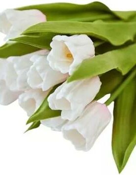 Real PBR White Tulips Artificial Flower??(11 inch, Pack of 1, Flower Bunch)