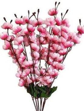 Real PBR Artificial Flowers for Home Decoration Cherry Blossom Bunch (7 Branches) Pink Cherry Blossom Artificial Flower??(25 inch, Pack of 1, Flower Bunch)