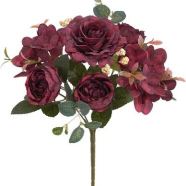 Real PBR Artificial Flowers Rose Peony Fake Flower Home Wedding Decoration Red Wild Flower Artificial Flower??(12 inch, Pack of 1, Flower Bunch)