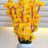 Real PBR Artificial Flowers for Decoration with Pot, Home Decor, Office Decor, Yellow Cherry Blossom Artificial Flower  with Pot??(50 cm, Pack of 1, Flower with Basket)