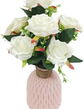 Real PBR White Rose Artificial Flower??(26 cm, Pack of 1, Flower Bunch)