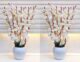 Real PBR Artificial Flowers for Decoration with Pot, Home Decor, Office Decor, Combo, White Cherry Blossom Artificial Flower  with Pot??(52 cm, Pack of 2, Flower with Basket)