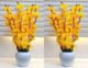 Real PBR Artificial Flowers for Decoration with Pot, Home Decor, Office Decor, Combo, Yellow Cherry Blossom Artificial Flower  with Pot??(52 cm, Pack of 2, Flower with Basket)