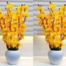 Real PBR Artificial Flowers for Decoration with Pot, Home Decor, Office Decor, Combo, Yellow Cherry Blossom Artificial Flower  with Pot??(52 cm, Pack of 2, Flower with Basket)
